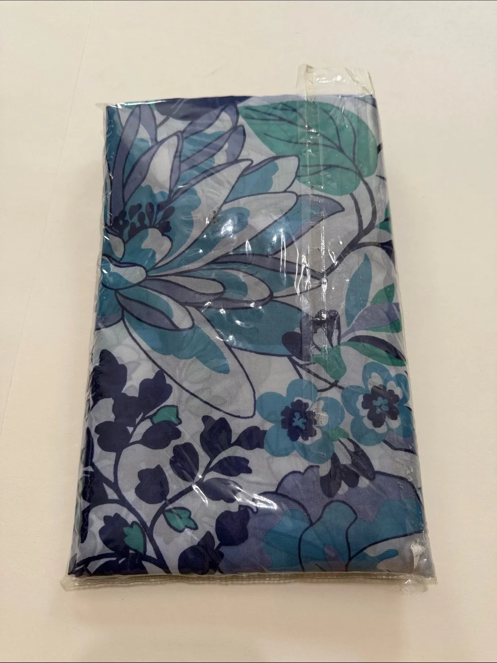 Floral Blue Shower Curtain Set with Hooks - Blue